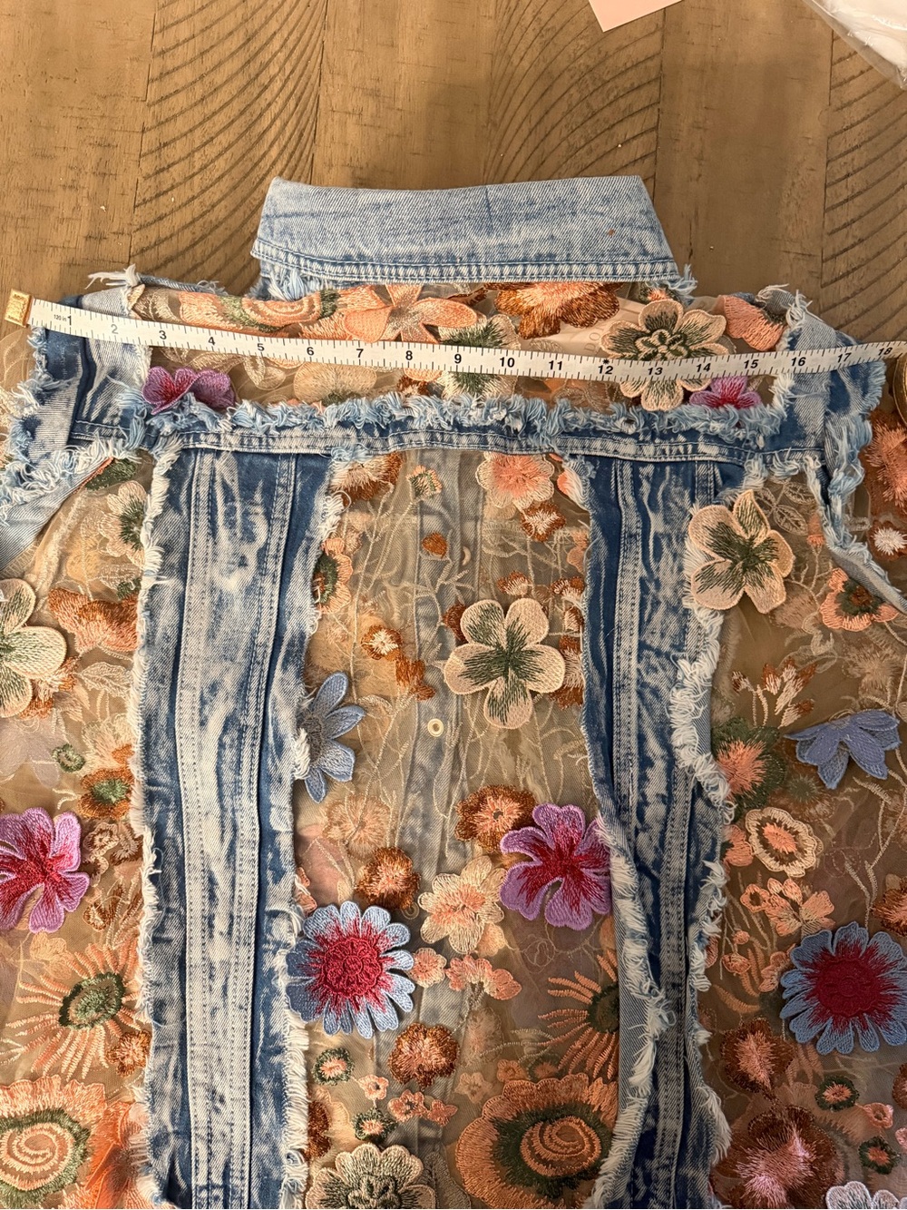 Adore Floral Mesh Denim Jacket 🌸 Statement Embroidered Boutique Jacket - Picture 13 of 14